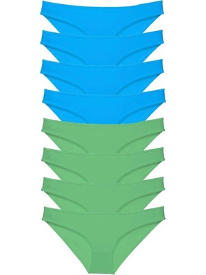 Ethab Ticaret 8 Adet Süper Eko Set Likralı Kadın Slip Külot Yeşil ve Mi