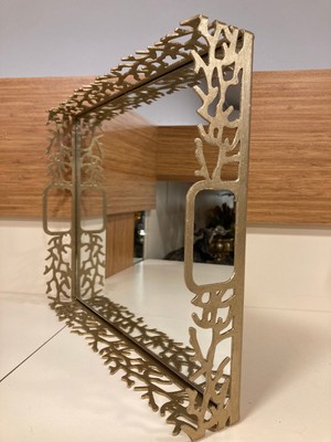 Plus Home Tepsi Dekoratif Dikdörtgen Aynalı Döküm Pirinç Renk Mat Eskitme Boyut 40X30 cm