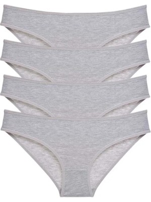 Ethab Ticaret 4 Adet Süper Eko Set Likralı Kadın Slip Külot Gri