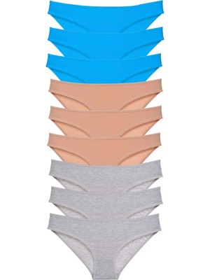 Ethab Ticaret 9 Adet Süper Eko Set Likralı Kadın Slip Külot Ten Gri Mi