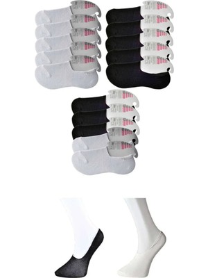Ethab Ticaret Siyah ve Beyaz Kadın Babet Çorap 15 Çift