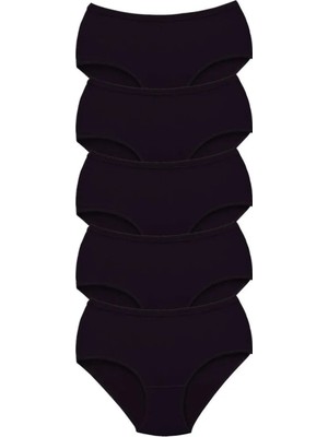 Ethab Ticaret 5 Adet Tutku Kadın Yüksek Bel Bato Kalın Lastik Külot Siyah