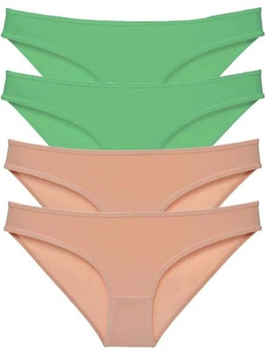 Ethab Ticaret 4 Adet Süper Eko Set Likralı Kadın Slip Külot Yeşil Ten