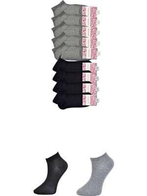 Ethab Ticaret Siyah ve Gri Kadın Bilek Çorap 9 Çift
