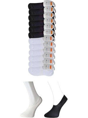 Ethab Ticaret Siyah ve Beyaz Erkek Babet Çorap 12 Çift