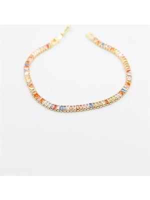 Ethab Ticaret Renkli Baget Taşlı Bileklik - Altın