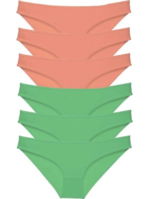 Ethab Ticaret 6 Adet Eko Set Likralı Kadın Slip Külot Pudra Fuşya