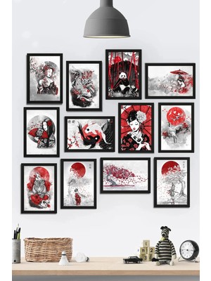 Tontilika Zen ve Sanatın Buluşması: Ahşap Tablo Seti - 12 Parça Japon Kültürü Incisi