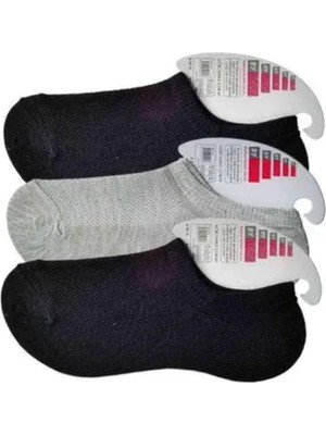 Ethab Ticaret Siyah ve Gri Kadın Görünmez Çorap 3 Çift