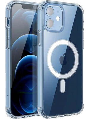 Ethab Ticaret Iphone 12 Kılıf Kamera Lens Korumalı Magsafe Destekli Şeffaf Darbe Emici Sert Kapak