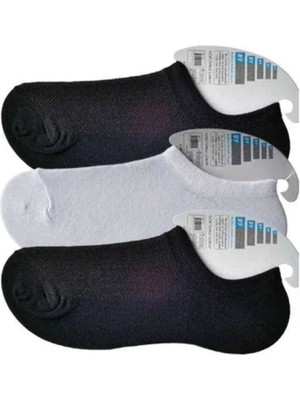 Ethab Ticaret Siyah ve Beyaz Erkek Görünmez Çorap 3 Çift
