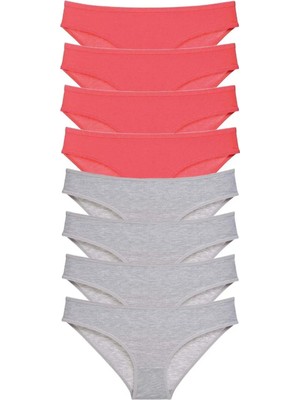 Ethab Ticaret 8 Adet Süper Eko Set Likralı Kadın Slip Külot Fuşya Gri