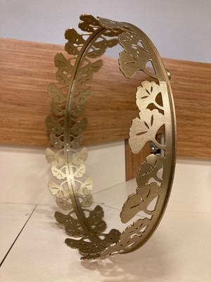 Tepsi Dekoratif Yuvarlak Döküm Pirinç Aynalı Renk Mat Eskitme Çapı 35X35 cm