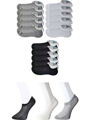 Ethab Ticaret Siyah Gri ve Beyaz Erkek Görünmez Çorap 15 Çift