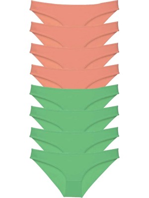 Ethab Ticaret 8 Adet Eko Set Likralı Kadın Slip Külot Pudra Yeşil