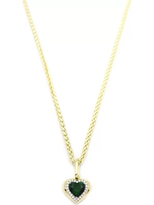 Ethab Ticaret Taşlı Kalp Kolye - Yeşil