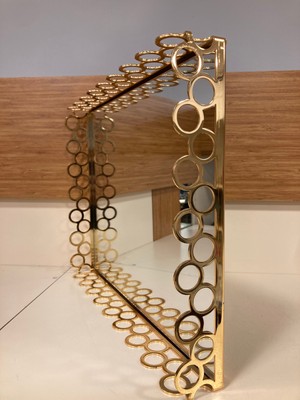 Plus Home Tepsi Dekoratif Dikdörtgen Döküm Pirinç Renk Altın Boyut 40X30 cm