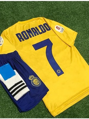 Al Nassr Fc 2023/24 Yeni Sezon Cristiano Ronaldo Çocuk Forması Şort Çorap 3'lü Set
