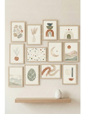 Tontilika 12 Parça Modern Soyut Dekoratif Çerçeve Görünümlü Tablo Seti