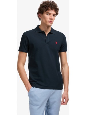 U.S. Polo Assn. Erkek Slim Fit Polo Yaka Koyu Lacivert Basic Tişört 50322347-VR100