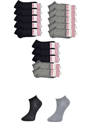 Ethab Ticaret Siyah ve Gri Kadın Bilek Çorap 15 Çift