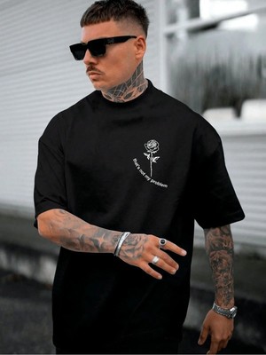 ENSUENO Unisex Flowers Baskılı Yazılı Tshirt