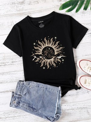 ENSUENO Unisex Güneş Baskılı Tshirt
