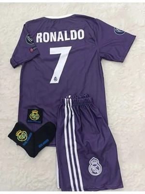 R.madridd 2017 Cardiff Şampiyonlar Ligi Cristiano Ronaldo Çocuk Forması 4'lü Set (Armalı)