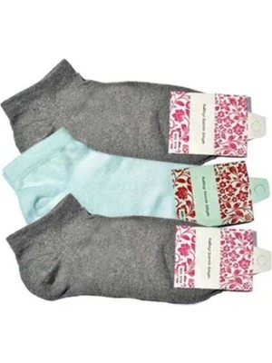 Ethab Ticaret Gri ve Beyaz Kadın Bilek Çorap 3 Çift