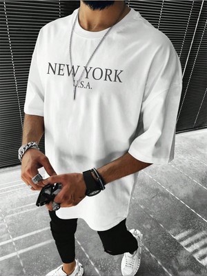 ENSUENO Unisex New York Usa Yazılı Tshirt