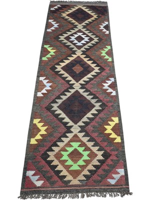 Zehra Abla Halı Vintage El Dokuma Nadir Himalayalar Yolluk Yün Kilim 7268