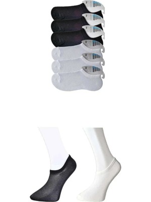 Ethab Ticaret Siyah ve Beyaz Erkek Görünmez Çorap 6 Çift