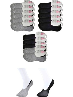Ethab Ticaret Siyah ve Gri Kadın Babet Çorap 15 Çift
