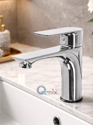 Qmix Lüks Krom Sabit Aç Kapa Kısa Lavabo Bataryası – Su Tasarruflu, Dayanıklı, Modern Tasarım