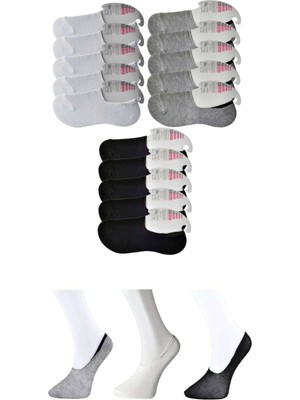 Ethab Ticaret Siyah Gri ve Beyaz Kadın Babet Çorap 15 Çift