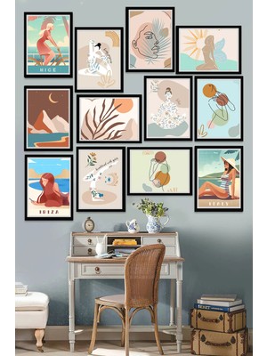 Tontilika Tatil ve Yoga Modern Temalı Ahşap Tablo Seti - 12 Parça, Ruhunuzu ve Ev Dekorunuzu Canlandırıyor!