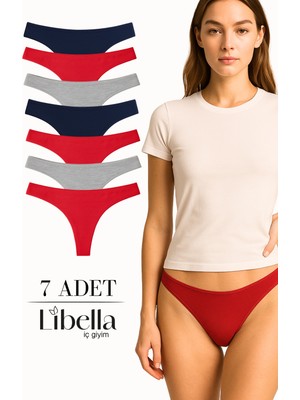 Libella İç Giyim Libella Iç Giyim Libella Iç Giyim Kadın Pastel Renkli Tanga Külot Pamuklu Likralı Esnek Konforlu String Model 7'li Paket