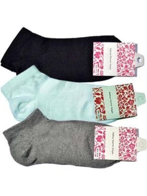 Ethab Ticaret Siyah Gri ve Beyaz Kadın Bilek Çorap 3 Çift