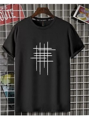 ENSUENO Unisex Çizgi Baskılı Tshirt