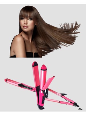 2’si 1 Arada Saç Düzleştirici ve Maşa – 5 Isı Seviyesi, Seramik Kaplama, Döner Kablolu Ergonomik Tasarım