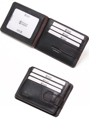 Ancora Leather Hakiki Deri-Minimal Tasarım KARTLIK-26205-Kahve-KIŞIYE Özel Isim Baskılı