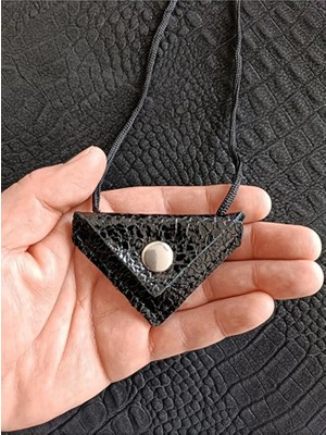 VİP GİFT Kayı Üçgen Cevşen Dualı Kolye Muska Hakiki Deri Parlak Deri