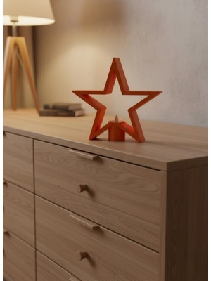 Nacario Mey Ithalat® Dekoratif Yıldız Şeklinde Turuncu Mumluk Ev Aksesuarı