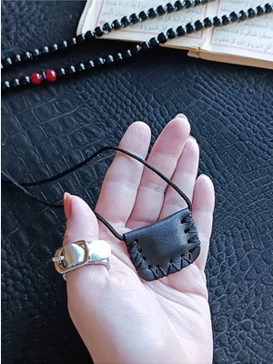 VİP GİFT Mini Cevşen Dualı Kolye Muska Hakiki Deri El Yapımı Dörtgen