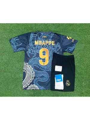 R.madridd 2024/25 Sezonu Kylian Mbappe Dragon Desenli Konsept Çocuk Forması 4'lü Set