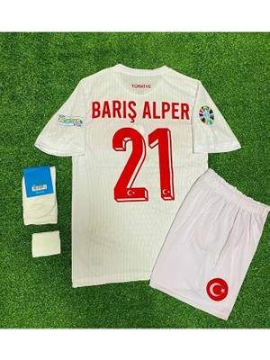 Türkiye 2024 Barış Alper Yılmaz Iç Saha Çocuk Forması 4'lü Set (Euro 2024 Patch) Beyaz