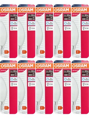 Avarson (10 Adet) Ledvance 7,5W Beyaz Işık (6500K) E14 Duylu (Ince Duy) LED Ampul