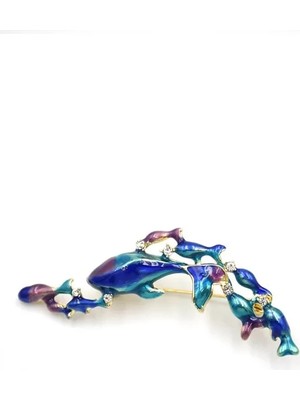 Die Grup Balina Sürüsü Broş - Mavi