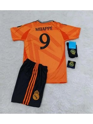 R.e.a.l M.a.d.r.i.d 2024/25 Yeni Sezon Kylian Mbappe Deplasman Çocuk Forması 4'lü Set ( Syh-Armalı)