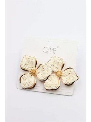 Die Grup Hasır Çiçek Küpe - Krem